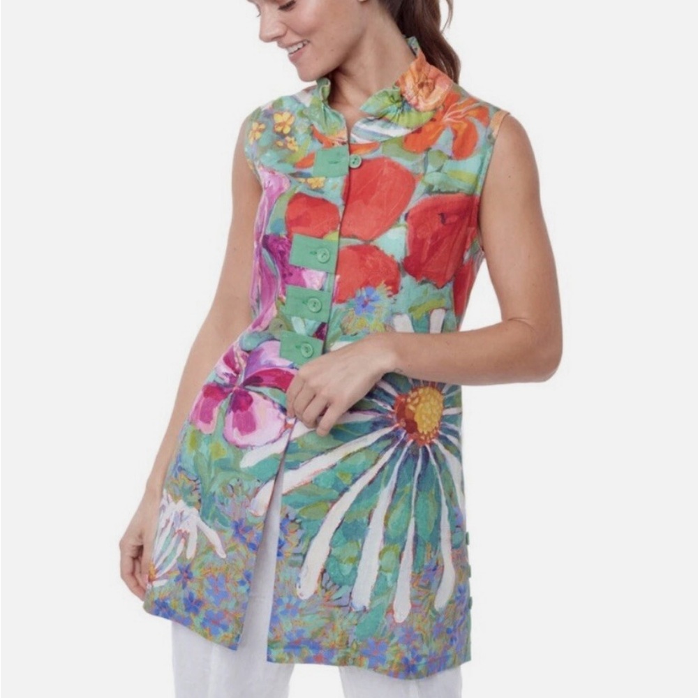 Claire Desjardins Tunic Garden Print Women’sArt To Wear w pockets